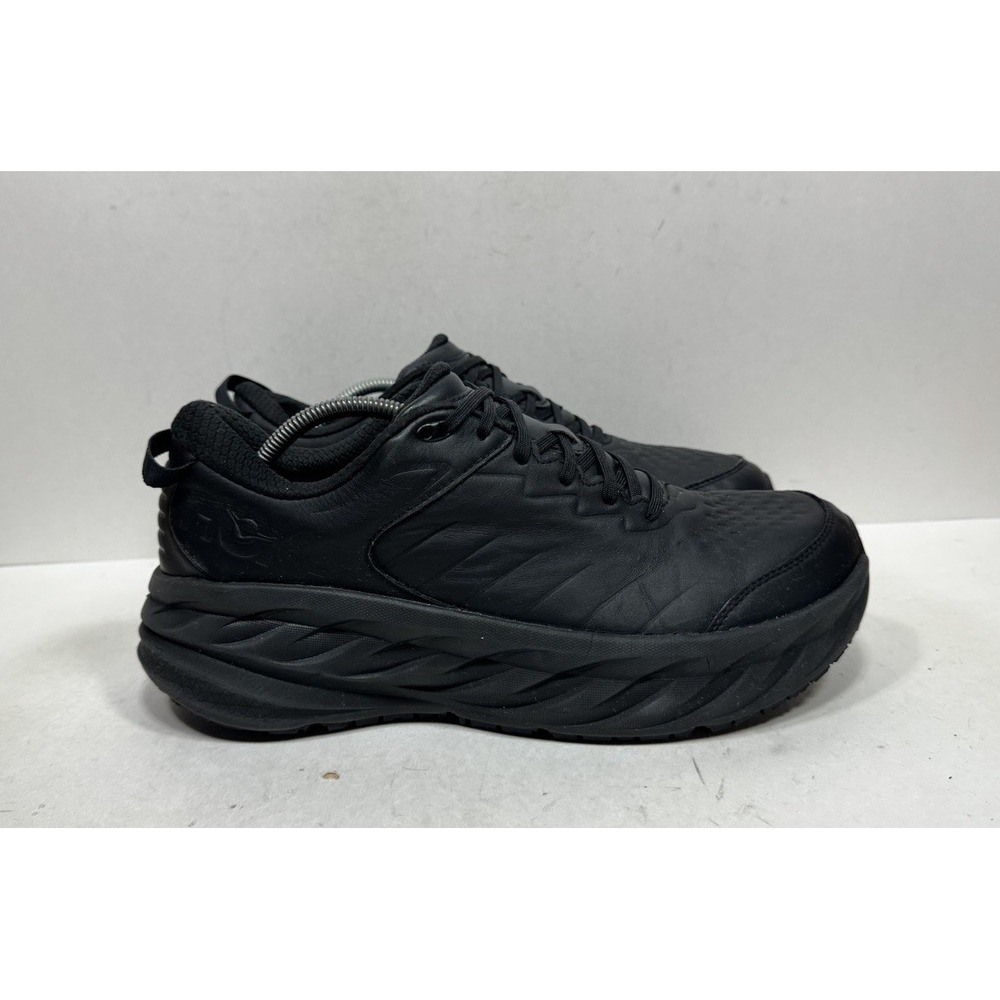 Hoka One One Bondi SR Men's Size 12 Black Leather Work Shoes Non Slip 1110520